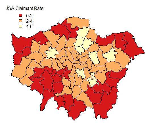 London JSA rates (March 2015, not seasonally adjusted)