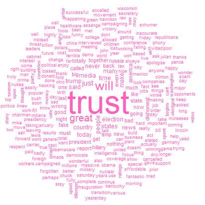 wordcloud of trusting Trump tweets as President Elect